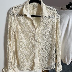Lucky Brand Lace Button Down